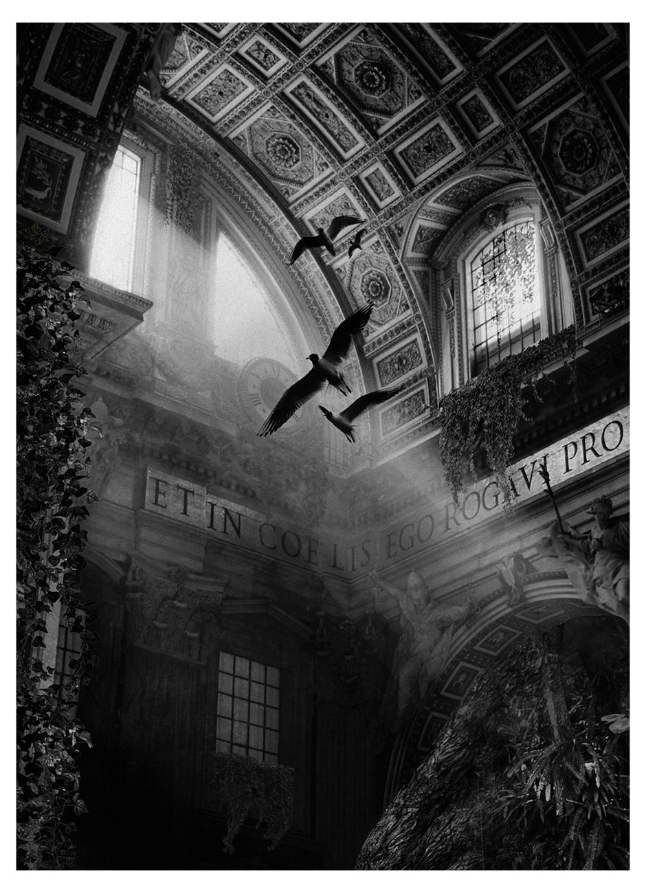 Black and white image of Rome