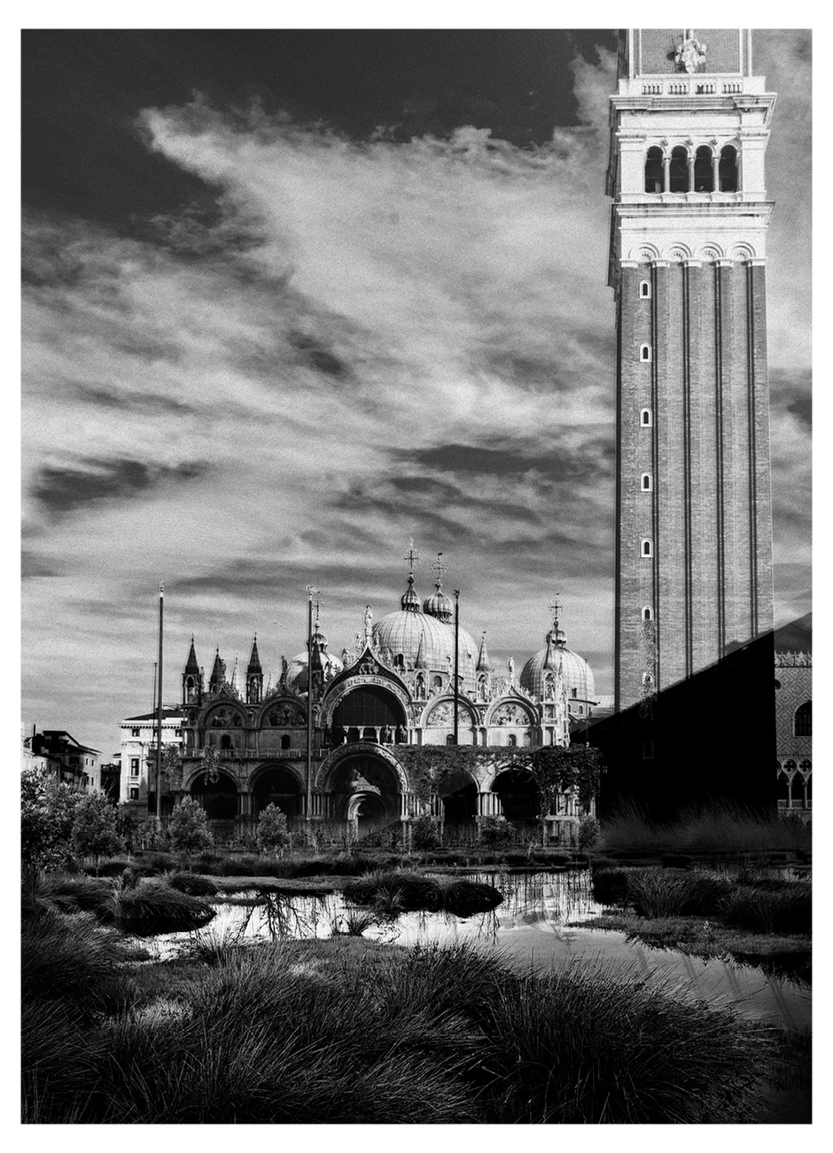 Black and white image of Venice